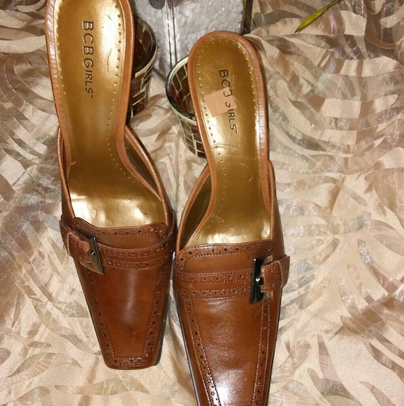 New BCBGirls Leather Heeled Mules - Picture 2 of 5